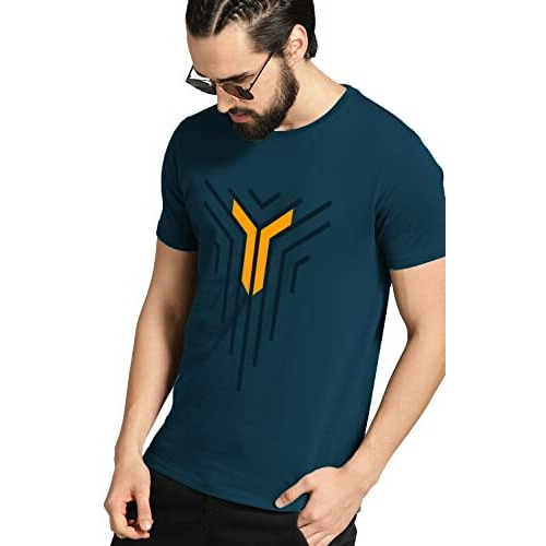 Adro Graphic Design Mens Cotton Printed T-Shirts (R21-M-Lnl-Sb_Teal_L)