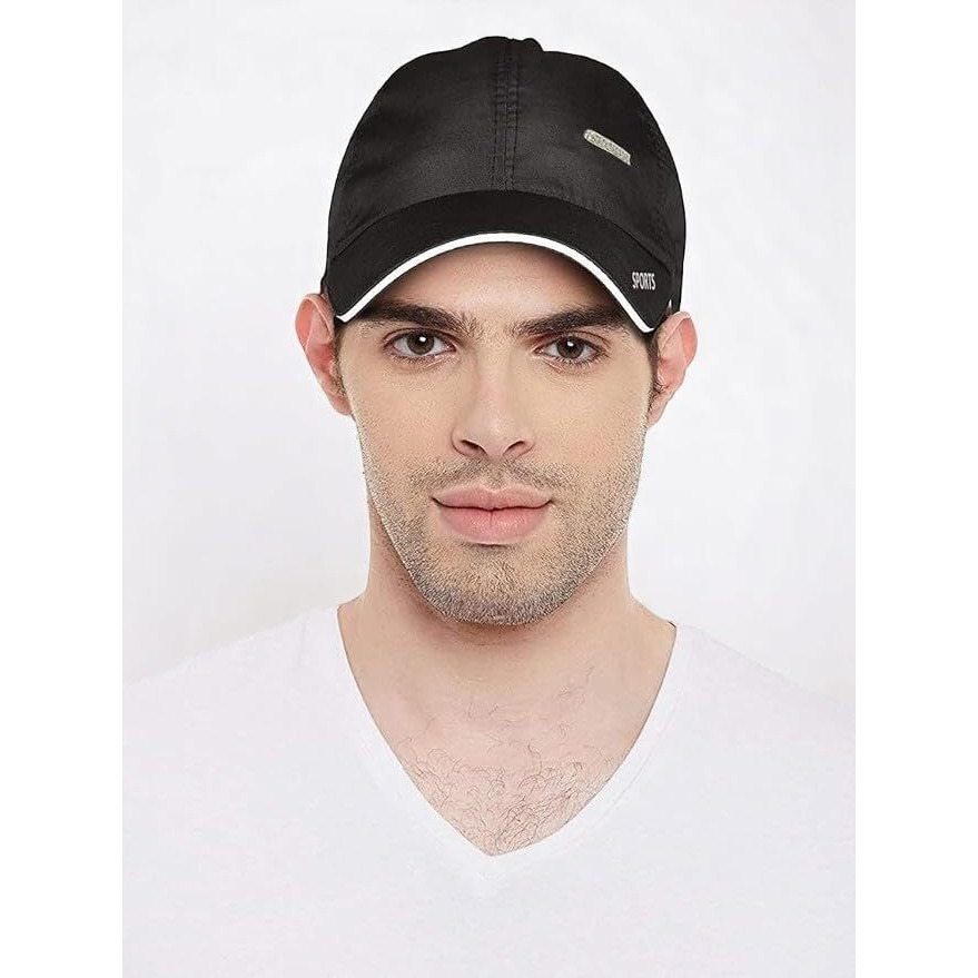 Drunken Soft Cotton Adjustable Unisex Cap For Men & Women | Stylish Freesize Summer Baseball, Sports, Cricket, Gym, Dance Cap | Branded Comfortable Head Hat With Strap | Black All Sports Topi