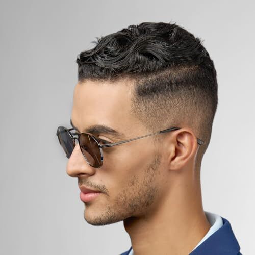 John Jacobs 100% Uv Protected | Gunmetal-Grey Full Rim Hexagonal | Stylish & Premium Sunglasses | For Men & Women | Medium | Jj S12472