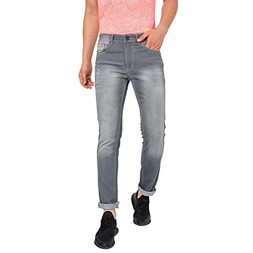 Ben Martin Men's Slim Fit Stylish Stretchable 38 Size Grey Cotton Denim Jeans Pant For Men, Jj3-4