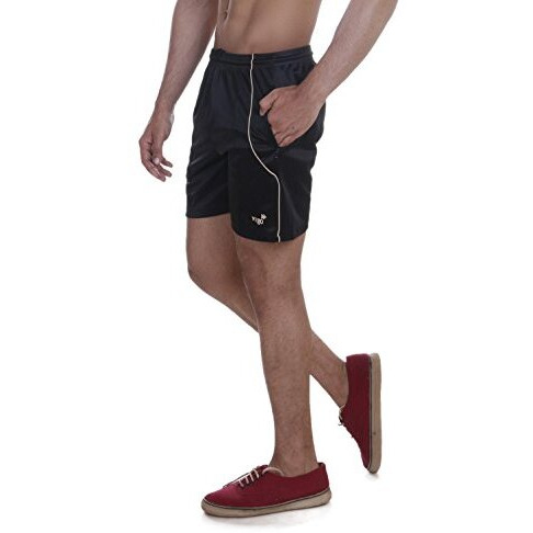 Vego Men's Sports Shorts, Nylon Shorts, Half Pant, Bermuda Black