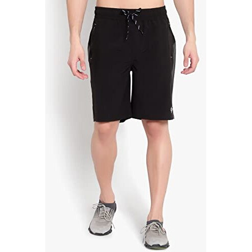 John Ally Men's Dry-Fit Sweat Resistant Active Athletic Gym Workout Running Performance Shorts With Zipper Pockets.(Jet Black - 2Xl)