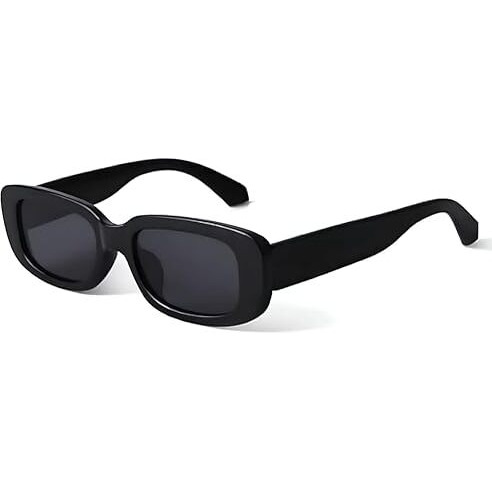 Roshfort Vintage Rectangle Sunglasses For Men Women Trendy Squarefashion Vintage Glasses With Narrow Square Frame Uv400 Protection (Black, E-2)