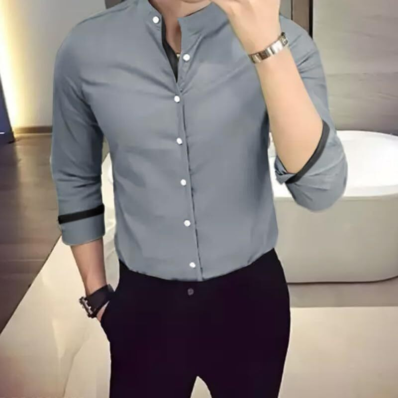 Pinkmint Casual Cotton Long Sleeve Shirt For Men Formal Wear Regular Wear