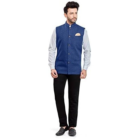 Be Active Men's Linen Blend Nehru Jacket With Mandarin Collar || Ethnic Koti For Men || Men Koti Formal|| Men Koti Wedding (Rfkt0001 1 (Frm) Xl)