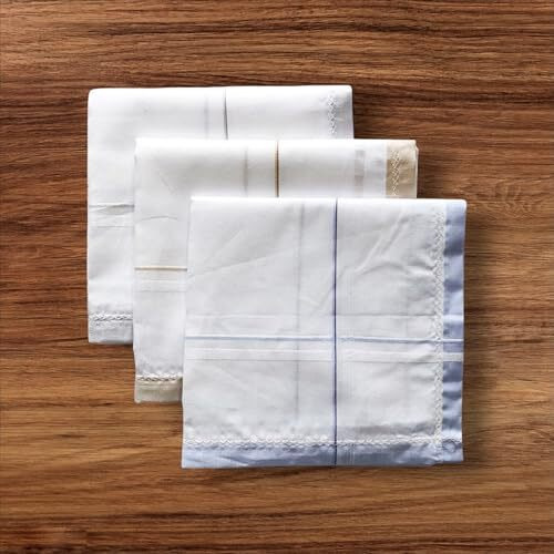 Caslino - Premium 100% Pure Cotton Handkerchief For Men, 3 Pieces, 48 X 48 Cm, Large Size Hanky For Gents, Stripes (Gentleman - Color Border, Pack Of 3)