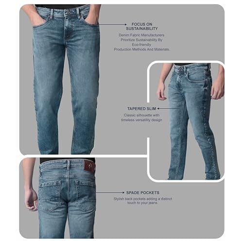 I'sol MenS Tapered Slim Fit Comfortable Mid Rise Stretchable Jeans