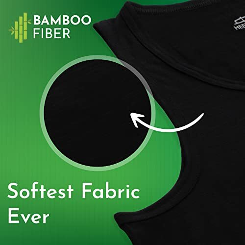 Heelium Bamboo Vest For Men, Super Soft, Odour Free, Comfort Fit Innerwear Vest - Regular Fit, Black, Large