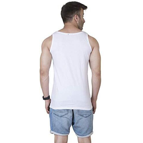 Veirdo Men's Cotton Regular Fit Printed Sleeveless T-Shirt (Tsh_G497_Lndn_Xl_White_X-Large)