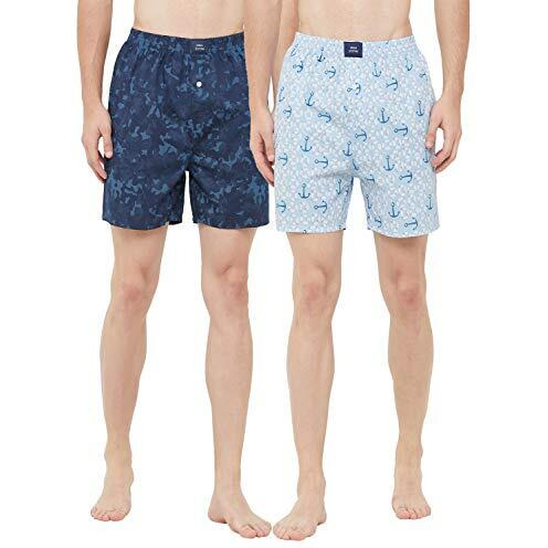 Urban Scottish Men's Cotton Printed Boxers Pack Of 2 Multicolour Large