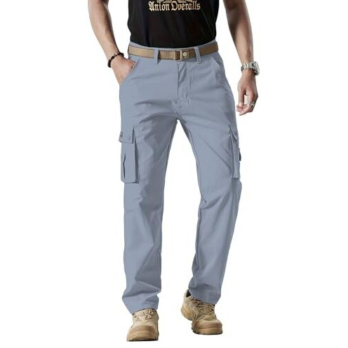 Shasmi Light Grey Mens Durable Comfy, Solid Color, Drawstring Waist, Casual Style, Breathable Fabric, Outdoor, Utility Multi-Pocket Design Cargo Trousers Pants For Men (Mcargo 153 Light Grey-32)
