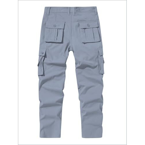 Shasmi Light Grey Mens Durable Comfy, Solid Color, Drawstring Waist, Casual Style, Breathable Fabric, Outdoor, Utility Multi-Pocket Design Cargo Trousers Pants For Men (Mcargo 153 Light Grey-32)