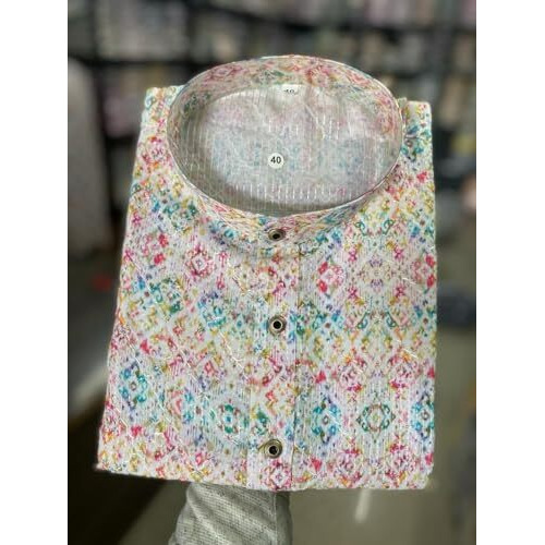 Foxdx Men's Cotton Blend Printed Long Kurta Suitable For All Indian Wedding, Occasions, And Festivals (Large, 08 White Chokadi)