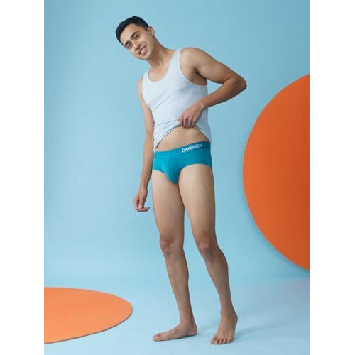 Damensch Men Deo-Soft Supima Modal Briefs-Pack Of 2-Tango Red, Ocean Depths-Large