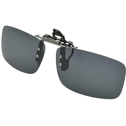 Ul88 Polarized Clip On Sunglasses | Anti-Glare Driving Glasses For Prescription Glasses | Clip-On Flip Up Metal Clip Rimless Sunglasses For Men Women Fishing Travelling Outdoor Standard (Black)