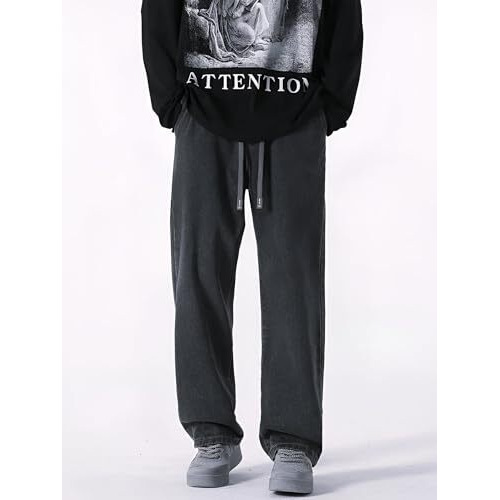 Third Quadrant Loose Fit Drawstring Jeans For Men|| Baggy Jeans For Men || Loose Fit Washed Jeans For Men || Utility Jeans Pant For Men (In, Numeric, 32, Regular, Black Cloud)