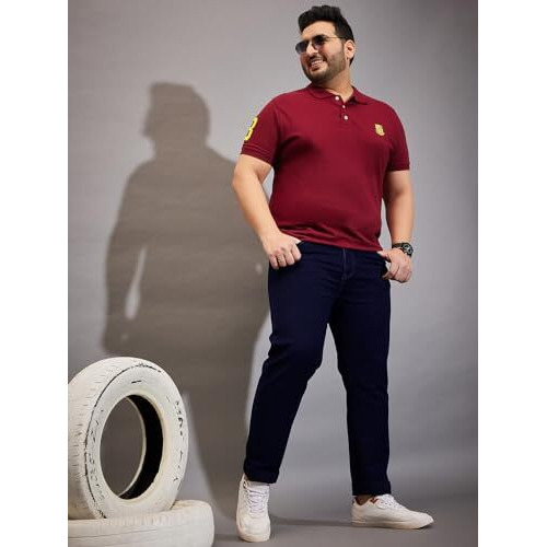 Bigbanana Plus Size Men's Regular Fit Solid Jeans (Reky,Dark Navy,2Xl)
