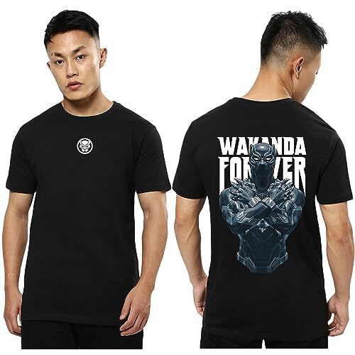 Bewakoof Men's Wakanda Forever Graphic Printed Cotton Plus Size T-Shirts (Pack Of 2) - Regular Fit, Round Neck, Half Sleeves_551658_Black_5Xl