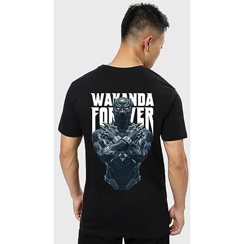 Bewakoof Men's Wakanda Forever Graphic Printed Cotton Plus Size T-Shirts (Pack Of 2) - Regular Fit, Round Neck, Half Sleeves_551658_Black_5Xl