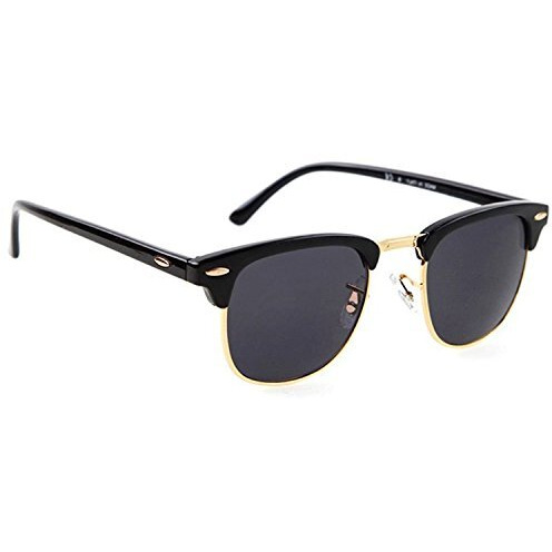 Dervin Uv Protected Black Frame Unisex Sunglasses (Black)