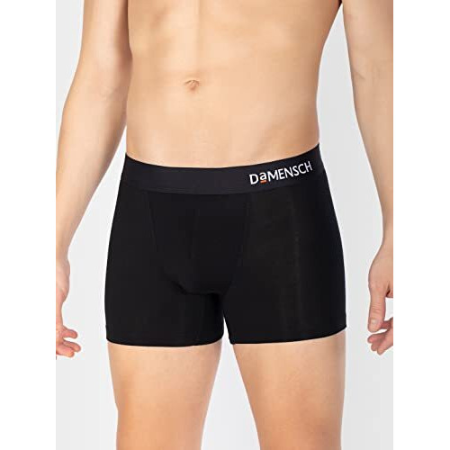 Damensch Deo-Soft Men's Odour-Cancelling Supima-Modal Soft Trunks- Pack Of 2- Complete Black, Arctic Grey- Large