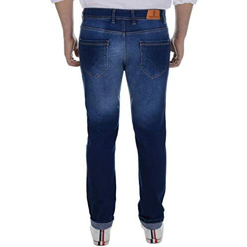 Ben Martin Men's Regular Fit Mid Rise Stylish Stretchable 38 Size Dark Blue Casusal Denim Jeans Pant, Jj3-9