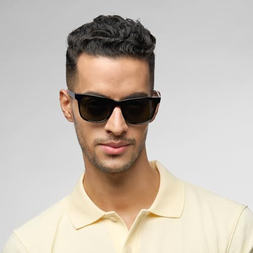 John Jacobs Full Rim Square Sunglasses | Polarized And 100% Uv Protected | For Men & Women | X-Large | Jj S14668 Green - Pack Of 1