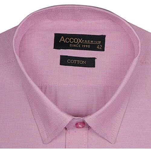 Accox Men's Half Sleeves Formal Regular Fit Cotton Plain Shirt(Go489) (40) Pink