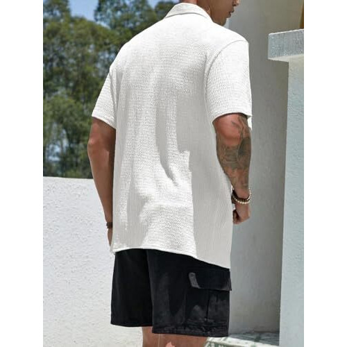 Babirusa Popcorn Half Sleeve Casual Shirt For Men | Trendy Shirt For Men | Casual Shirt For Men | Bubble Shirt For Men | Mens Casual Half Sleeve Shirt White