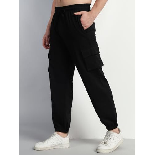 Q - Rious Men Cargo || Men Cargo Pants || Men Cargo Pants Cotton || Cargos For Men, Black, 32