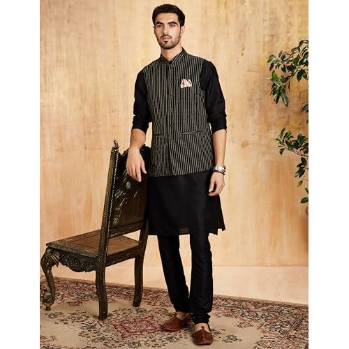 Amazon Brand - Symbol Men's Lightweight Nehru Jacket (Sy-A22-Mna-Jtk-06_Black_2Xl)