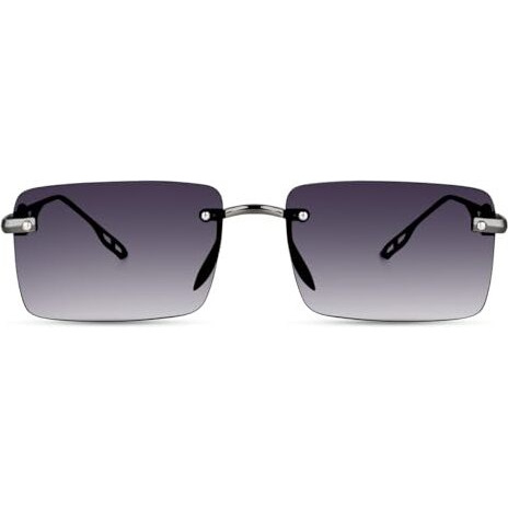 Dervin Uv Protected Rectangular Rimless Sunglasses For Men And Women (Grey)