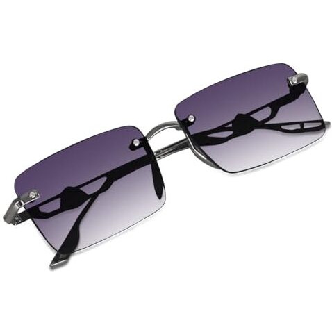 Dervin Uv Protected Rectangular Rimless Sunglasses For Men And Women (Grey)