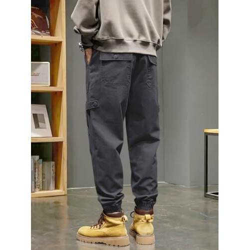 Leriya Fashion Men's Cargo Pants With Pockets | Cotton Joggers For Men | 6 Pocket Jeans Pant | Casual Trousers For Men (Lf-Tp-1152-L-Grey)