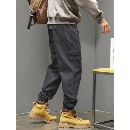 Leriya Fashion Men's Cargo Pants With Pockets | Cotton Joggers For Men | 6 Pocket Jeans Pant | Casual Trousers For Men (Lf-Tp-1152-L-Grey)