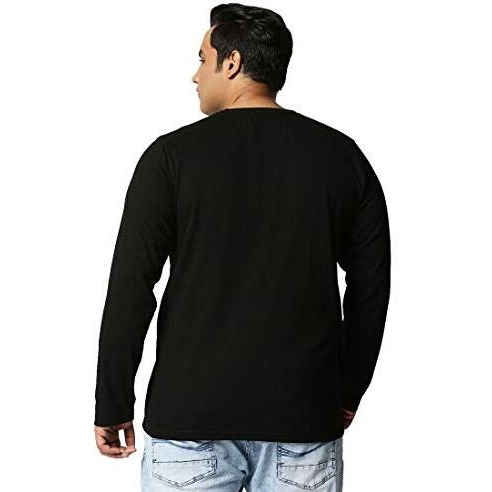 Bewakoof Men's Solid 100% Cotton Plus Size T-Shirt - Regular Fit, Round Neck, Full Sleeves
