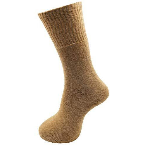 Rc. Royal Class Men's Cotton Terry Towel Calf Length Khaki Socks (Pack Of 3 Pairs)