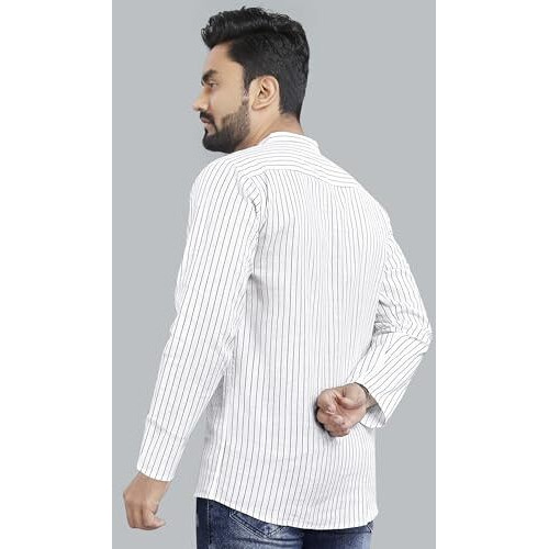 Elyyork Men's Casual Kurta || Printed Cotton Kurta For Men || Short Kurta For Men|Cb-Kurta-01*M White