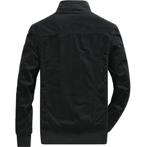 L'Monte Men's Imported Tactical Military-Style Cotton Winter Cargo Jacket Standard Length Fleece Lining, Secure Pockets, Windproof Design, And Warm Durable Outdoor Coat (L, Black)