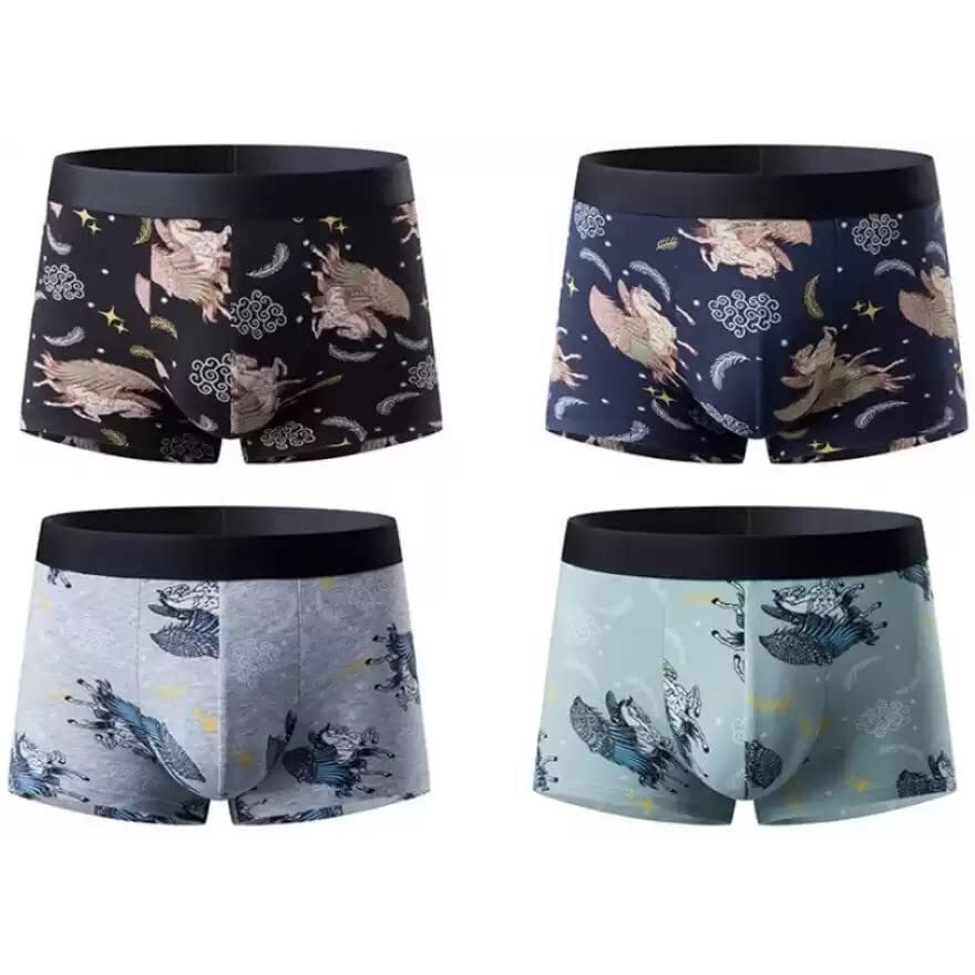 Dhruva Sales Trunks For Men Ultra Soft And Durable Micro Modal Fabric Printed Multi-Colored (Pack Of 4) (L) Multicolour