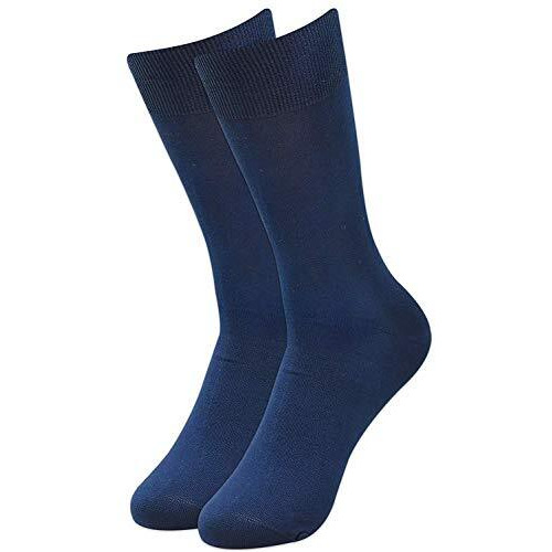 Balenzia Men's Classic Solid-Colored Formal Business Wear Crew Length Socks For Men's | Made With Fine Cotton & Spandex (Black, Navy, Dark Grey)