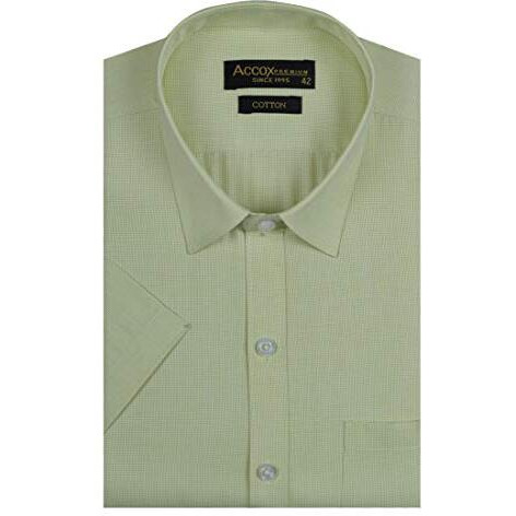 Accox Men's Half Sleeves Regular Fit Cotton Formal Self Design Checkred Shirts(Gcr38_44) Multicolour