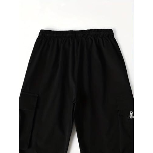 Tagdo Men's Casual Techwear Drawstring Cargo Pants Hiphop Baggy Pants (Rf-Cargo-2024-Black-34)