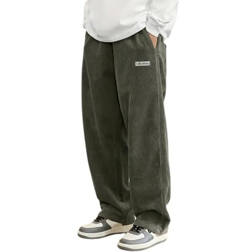 Indoprimo Men Trouser || Men Corduroy Pant || Men Baggyfit Pant || Trouser For Men || Men Loosefit Trouser (In, Alpha, Xl, Green)