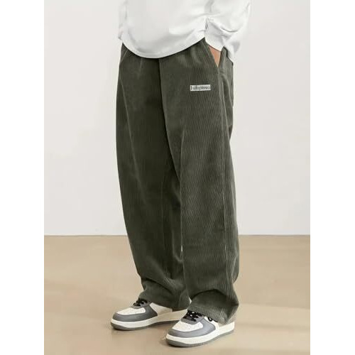 Indoprimo Men Trouser || Men Corduroy Pant || Men Baggyfit Pant || Trouser For Men || Men Loosefit Trouser (In, Alpha, Xl, Green)