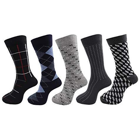 Rc. Royal Class Men's Calf Length Formal Multicolored Cotton Socks (Pack Of 5 Pairs)