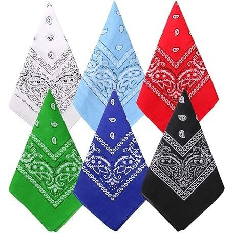 Paropkar Unisex 100% Cotton Novelty Double Sided Paisley Print Cowboy Unisex Bandanas Scarf Headband Handkerchiefs, Assorted
