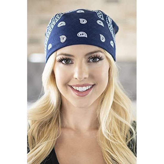 Paropkar Unisex 100% Cotton Novelty Double Sided Paisley Print Cowboy Unisex Bandanas Scarf Headband Handkerchiefs, Assorted