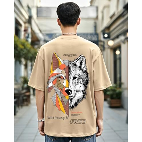 Bewakoof Men's Graphic Printed Oversized T-Shirt_620155_Brown_M