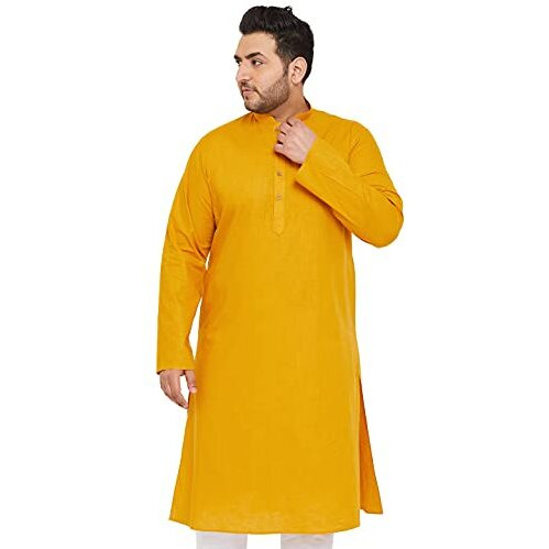 Vastramay Plus Mens Cotton Blend Mustard Kurta - Timeless Elegance For Festivals & Events_Vplusmk007Md_52
